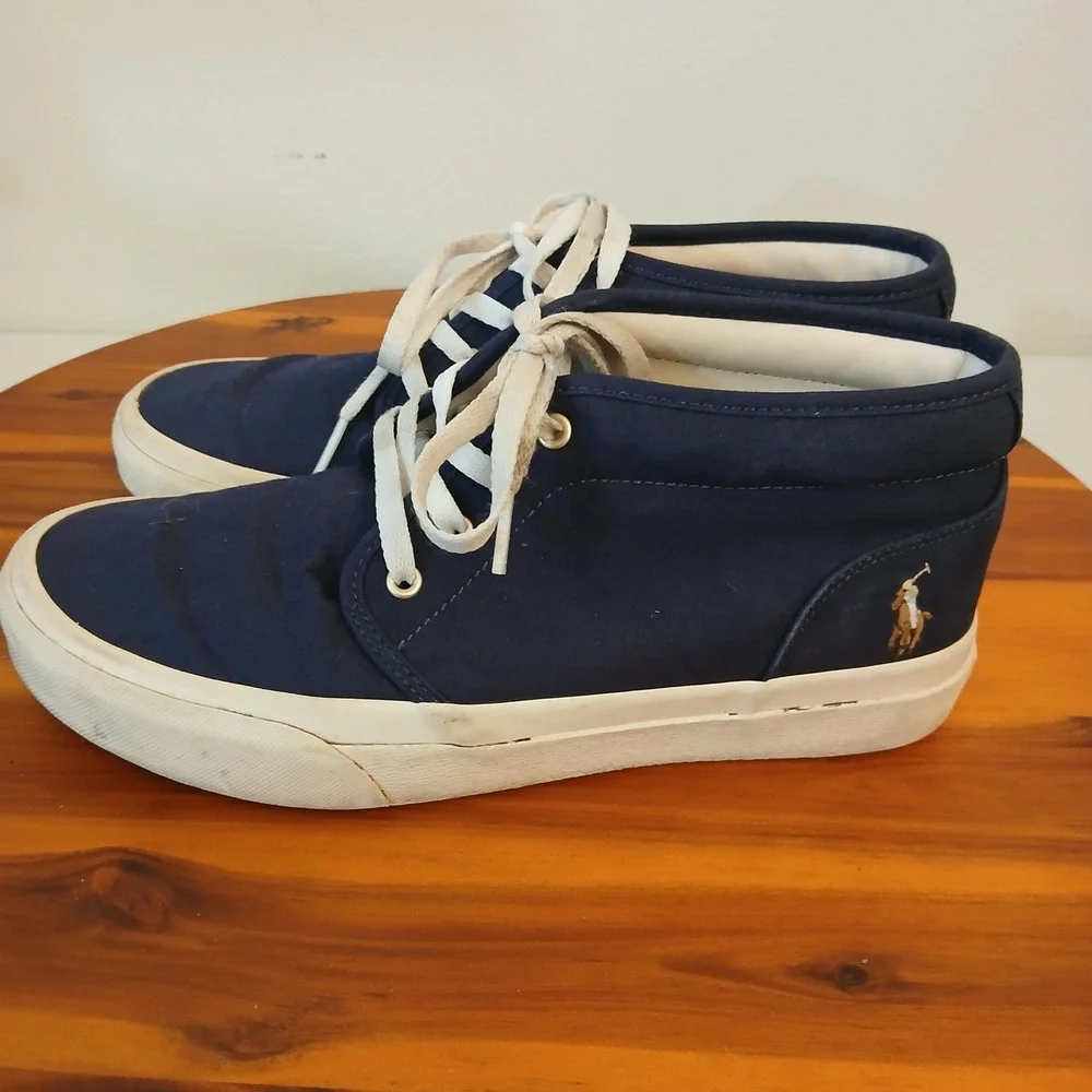 Polo Ralph Lauren Keaton Chukka Navy Canvas Sneakers Mens Size‎ 7.5 Mid Boots
